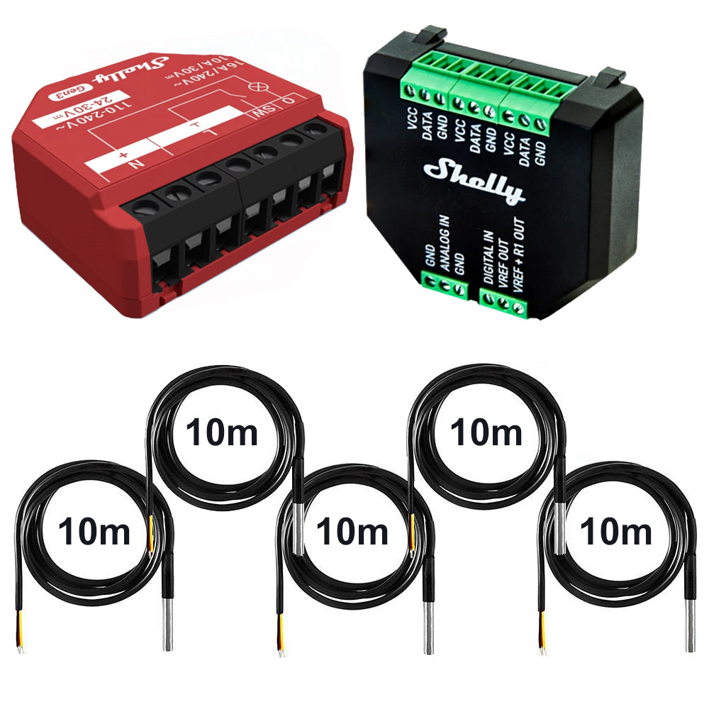 Shelly 1PM Gen3 16A DC-AC Power Metering opt. Plus Addon & DS18B20 Temp Sensor