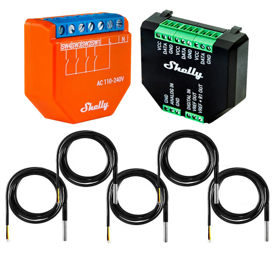 Shelly Plus i4 4 channel smart controller opt. plus add-on & DS18B20 temp sensor