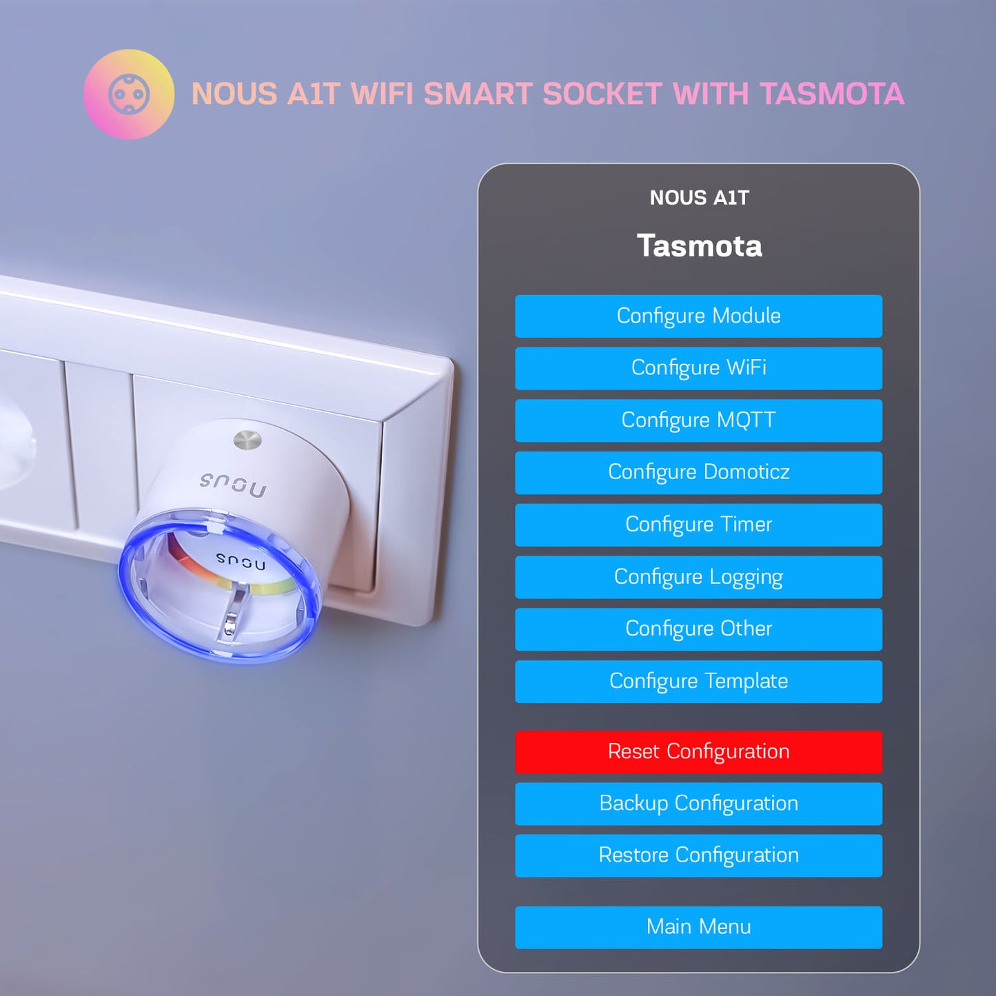 4X Nous A1T 10A 2500W consumption measurement WiFi Smart Socket Tasmota preinstalled