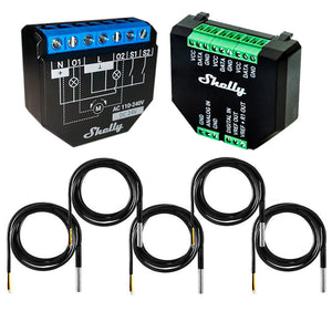 Shelly Plus 2PM + Plus Addon + DS18B20 Temp Sensor 16A DC-AC WiFi Power Metering