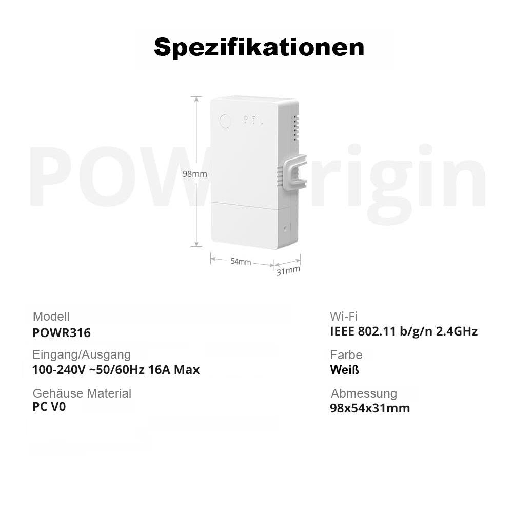 SONOFF POWR316 Origin 16A WiFi Smart Switch Energieeinspeisung Tasmota 13 PV