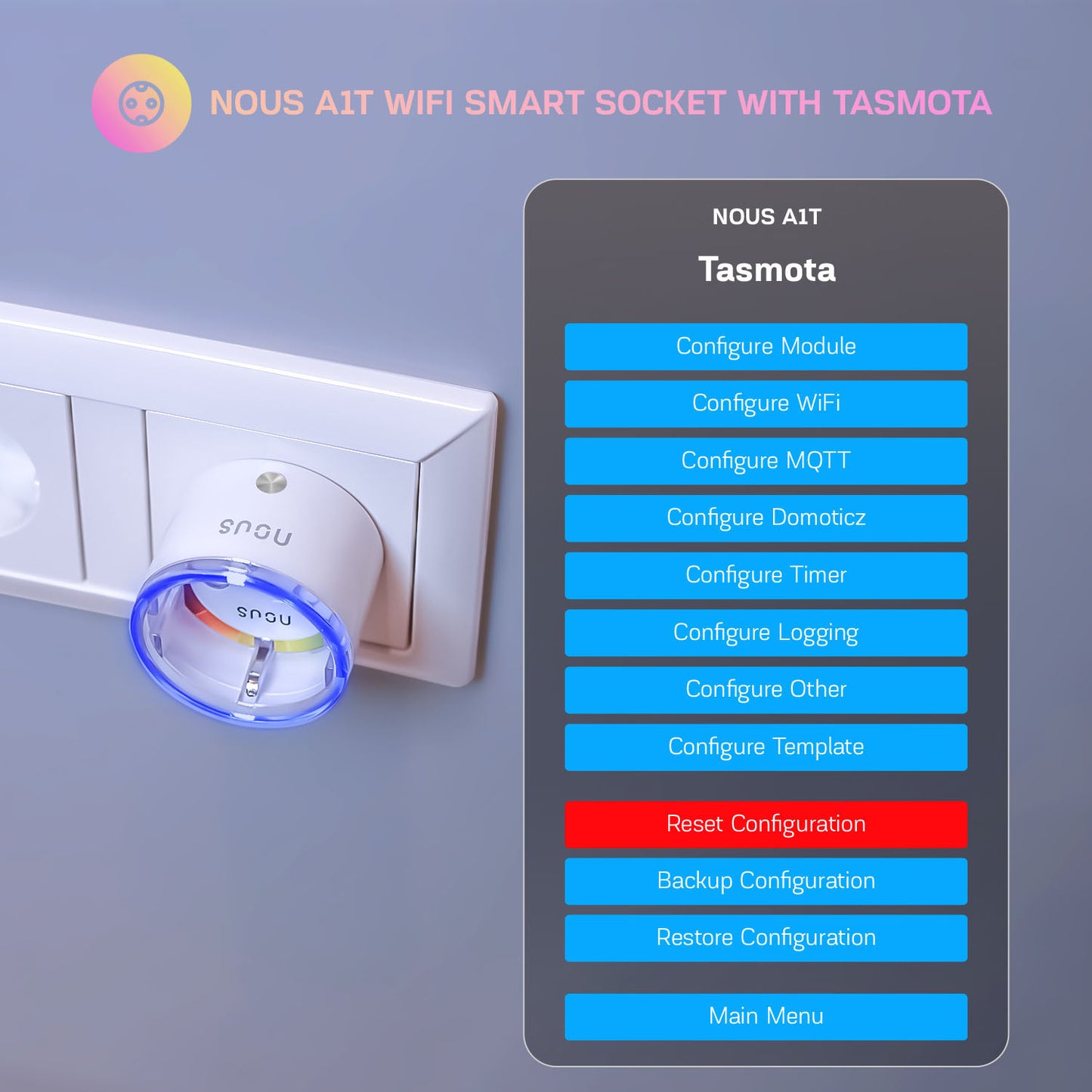8X Nous A1T 10A 2500W consumption measurement WiFi Smart Socket Tasmota preinstalled