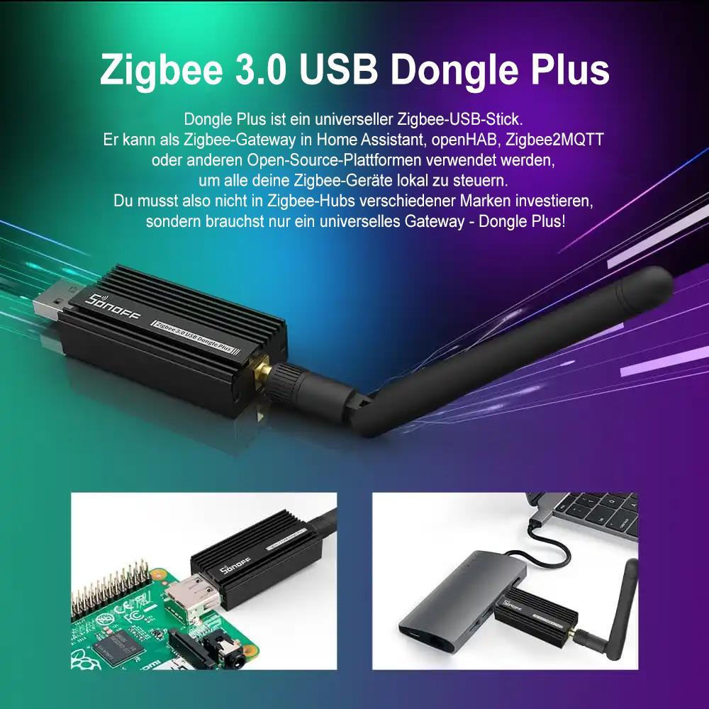 SONOFF Zigbee 3.0 USB Dongle Plus ZBDongle-E Zigbee2MQTT Home Assistant openHAB