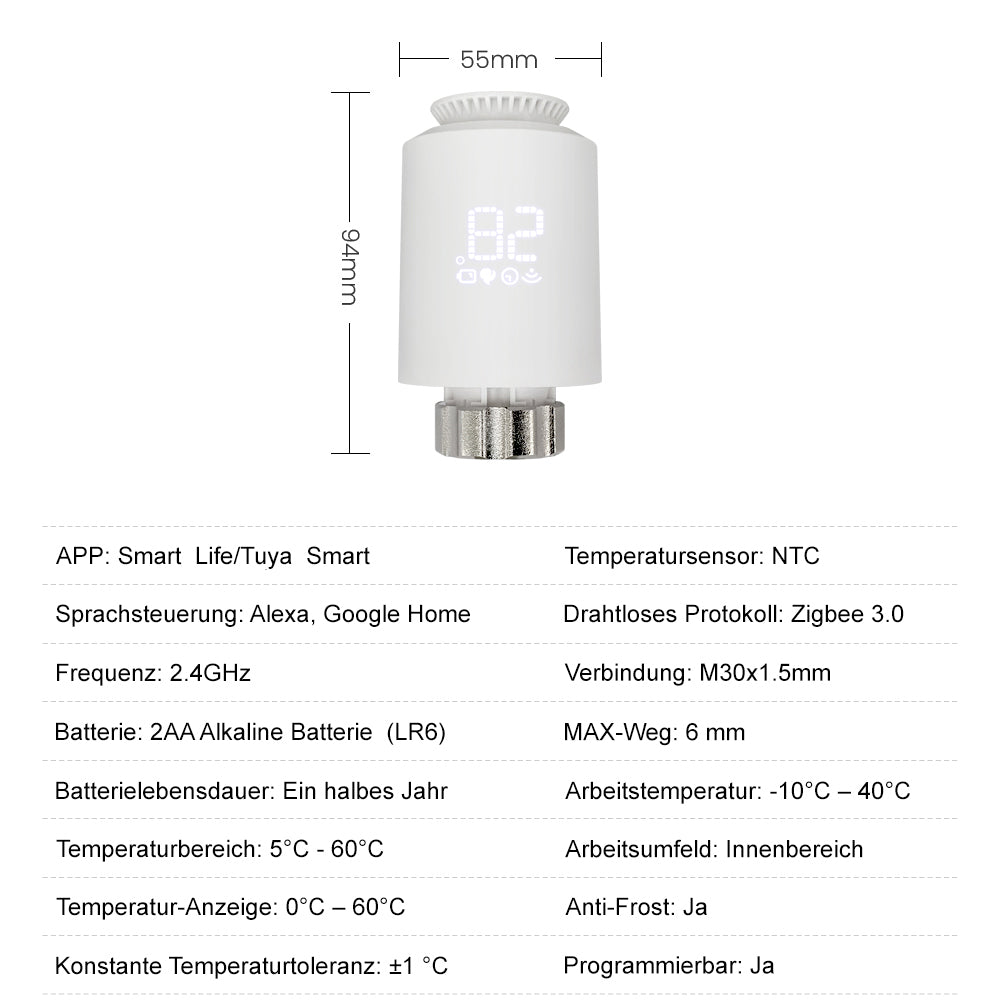 1-8x Avatto TRV06 Zigbee Smart Heizkörperthermostat Regler Radiator Valve Tuya