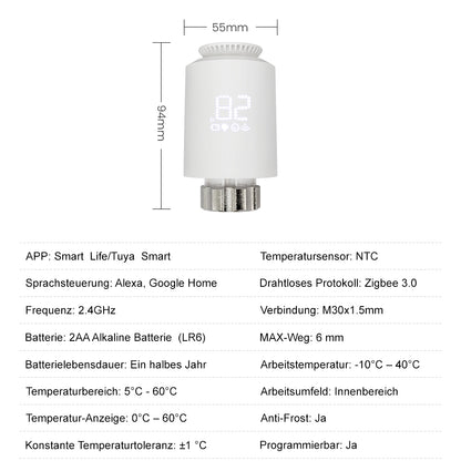 1-8x Avatto TRV06 Zigbee 3.0 Smart Radiator Thermostat Controller Radiator Valve Tuya