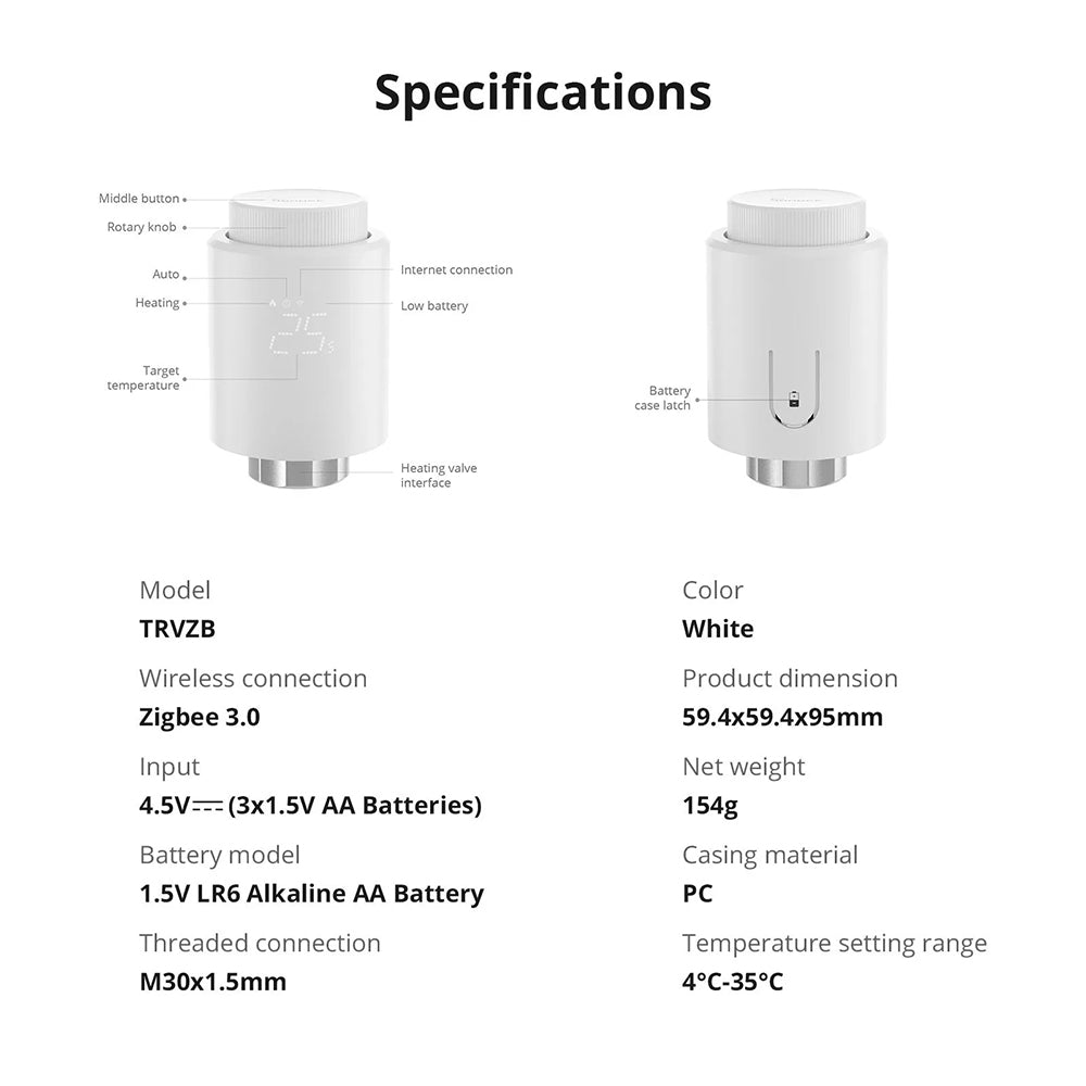 1-8x Sonoff TRVZB Zigbee 3.0 Smart Thermostat Radiator Valve
