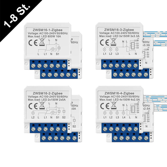 1-8X AVATTO ZWSM16 ZigBee 3.0 1-4 Kanal Smart Switch Modul Lichtschalter TUYA