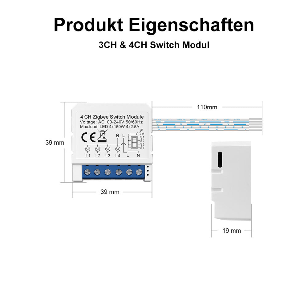 1-8X AVATTO ZWSM16 ZigBee 3.0 1-4 Channel Smart Switch Module Light Switch TUYA