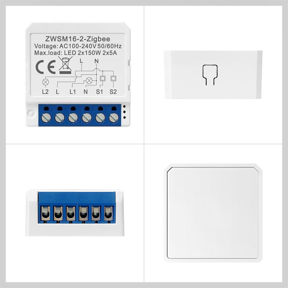 AVATTO ZWSM16-W2 ZigBee 3.0 2 Kanal 2CH Smart Switch Modul Lichtschalter TUYA