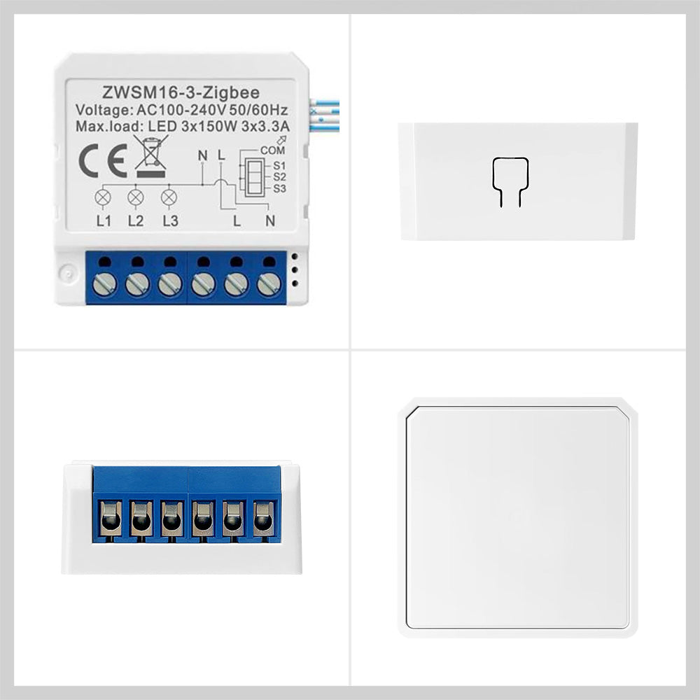 Avatto ZWSM16-W3 ZigBee 3.0 3 Channel 3CH Smart Switch Module Light Switch Tuya