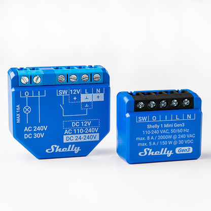 Shelly Plus 1 Mini Gen3 8A DC-AC ESP32 flush-mounted WiFi switch relay Tasmota 13