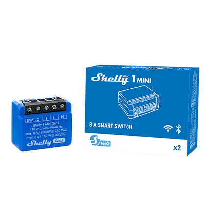 Shelly Plus 1 Mini Gen3 8A DC-AC ESP32 flush-mounted WiFi switch relay Tasmota 14