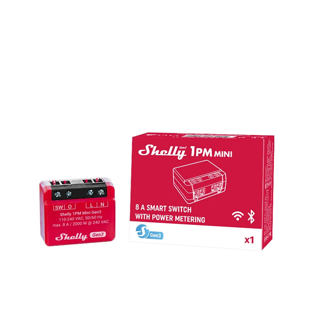 Shelly Plus 1PM Mini Gen3 8A AC ESP32 WiFi Relais Energiemessung Tasmota 14