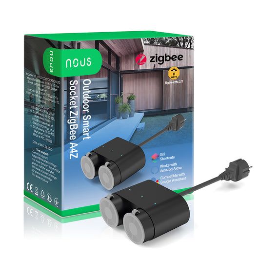Nous A4Z ZigBee 3.0 IP44 Dual Outdoor Smart Socket 16A power consumption metering