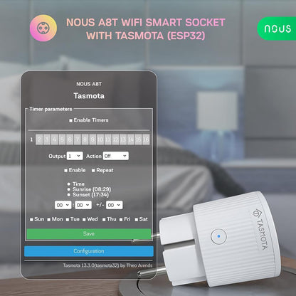 4X Nous A8T 10A WiFi Matter Smart Socket Stromzähler Tasmota - opt. calibrated
