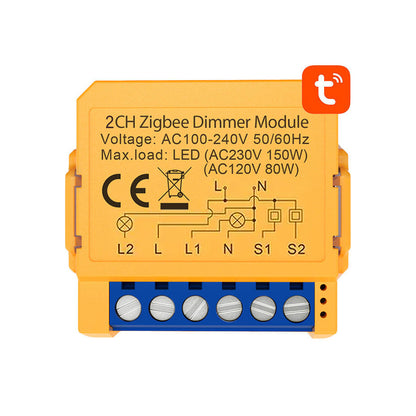 Avatto ZDMS16-2 ZigBee 3.0 2 Channel 2CH Smart Light Switch Dimmer Module TUYA