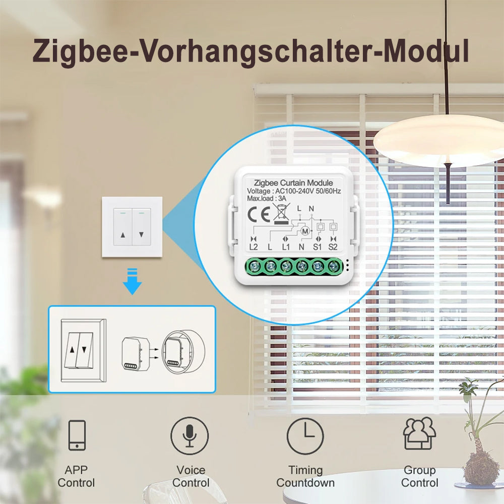 1-8X Avatto N-ZCSM01-1 ZigBee 3.0 Vorhangschalter Rollladen Curtain Module TUYA