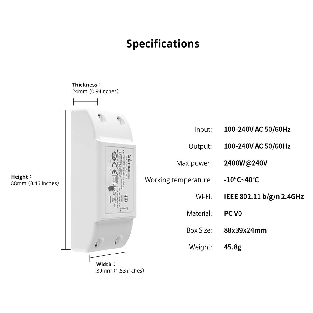 SONOFF BASICR4 10A 2400W ESP32 WiFi Smart Switch - Magic Switch Mode Tasmota