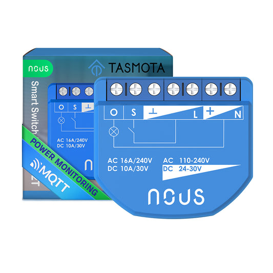 NOUS B2T WiFi Smart Switch 1 channel ESP32 Power Metering Tasmota opt. calibrated