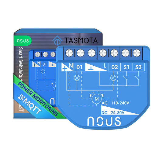 NOUS B3T WiFi Smart Switch 2 channel ESP32 Power Metering Tasmota opt. calibrated