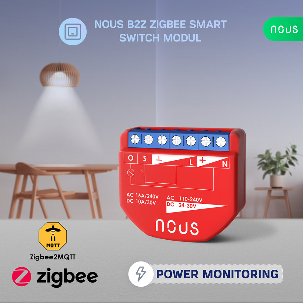 NOUS B2Z Zigbee 3.0 Smart Switch 1 Channel 1 Channel AC - DC - Power Metering