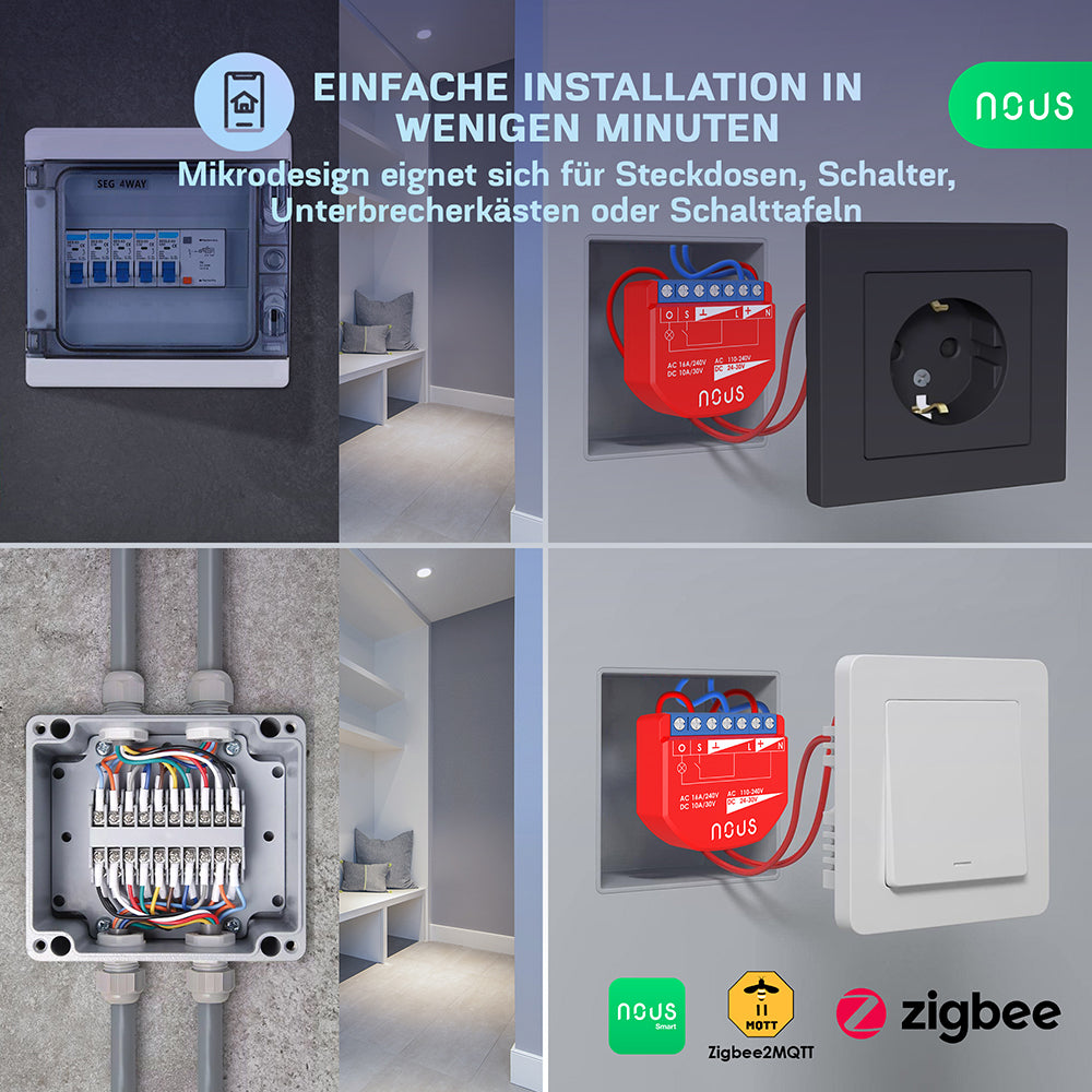 NOUS B2Z Zigbee 3.0 Smart Switch 1 Channel 1 Channel AC - DC - Power Metering