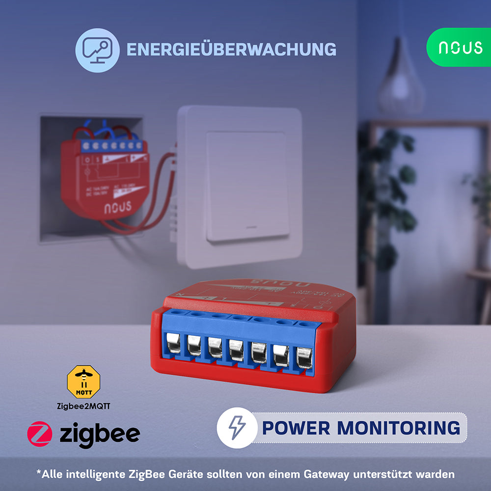 NOUS B2Z Zigbee 3.0 Smart Switch 1 Kanal 1 Channel AC - DC - Power Metering