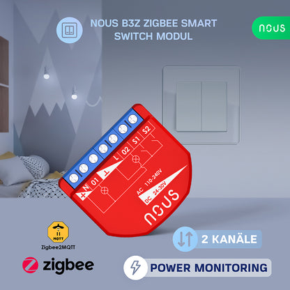 NOUS B3Z Zigbee 3.0 Smart Switch 2 Kanal 2 Channel AC - DC - Power Metering