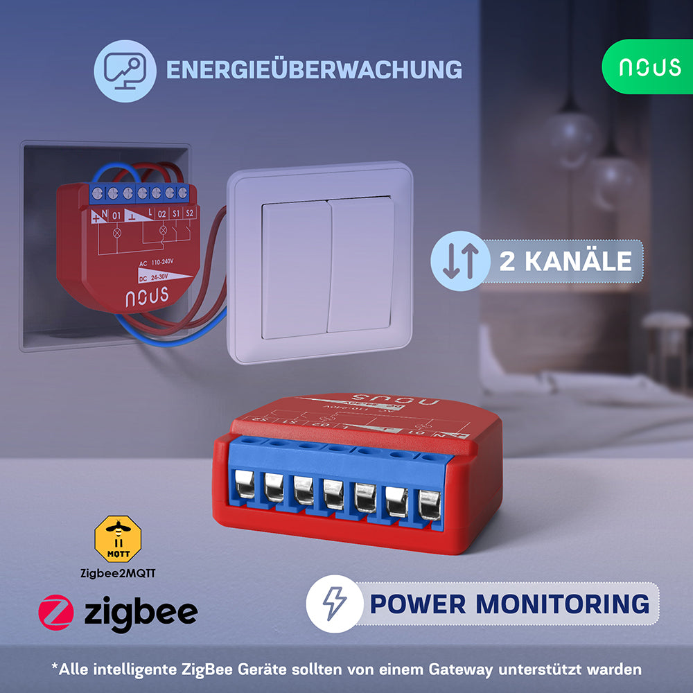 NOUS B3Z Zigbee 3.0 Smart Switch 2 Kanal 2 Channel AC - DC - Power Metering