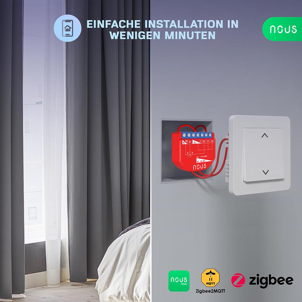 NOUS B4Z Zigbee 3.0 Smart Curtain Module Curtain Roller Shutter Switch AC - DC
