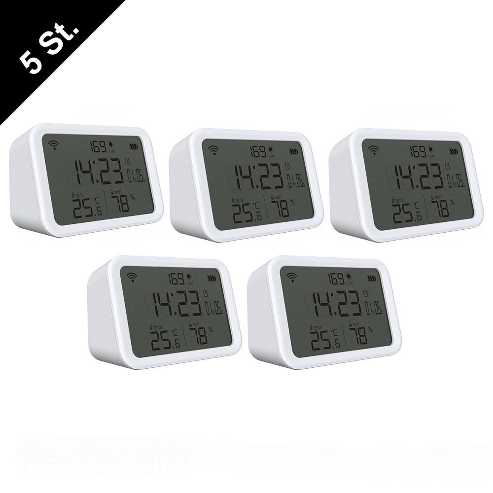 NEO NAS-CW01W WiFi 4in1 Alarm Clock Brightness Temperature Humidity Sensor Tuya