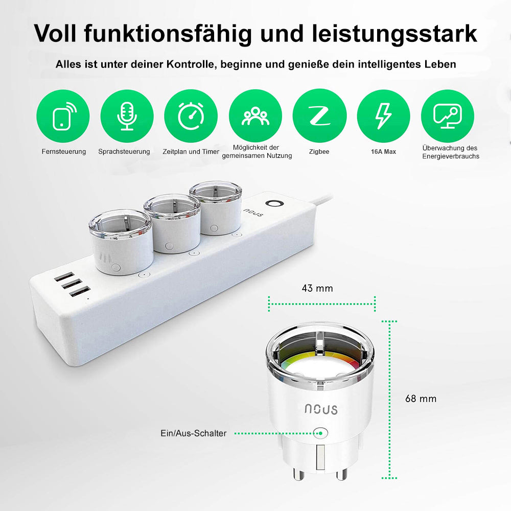 2x Nous A1Z 16A 3680W Consumption measurement ZigBee 3.0 Smart Socket - Alexa - Google