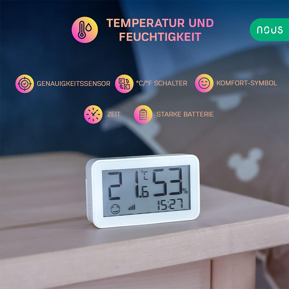 NOUS E6 Zigbee 3.0 Smart Temperatur Sensor Hygrometer LCD MQTT ZigBee2MQTT Tuya