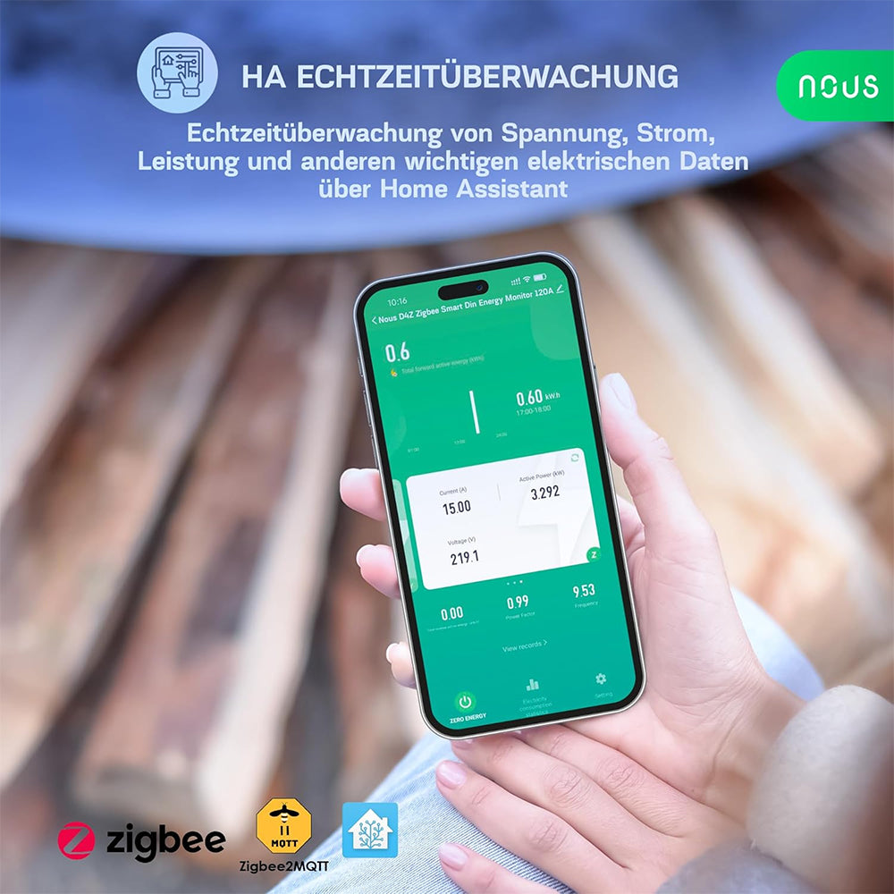 Nous D4Z Zigbee Smart DIN 120A 3 Phasen Energiemonitor Bidirektional Zigbee2MQTT