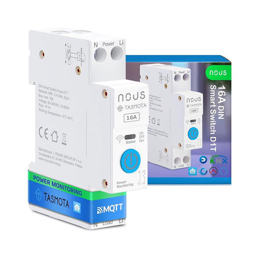 Nous D1T 16A WiFi DIN Smart Switch Consumption Metering ESP32 Matter MQTT Tasmota