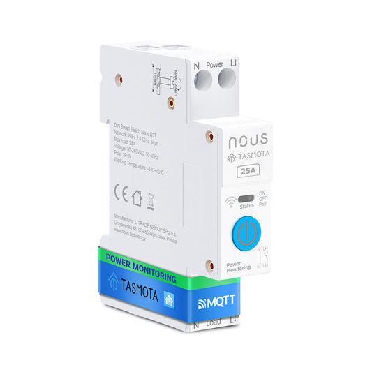 Nous D3T 25A WiFi DIN Smart Switch Consumption Metering ESP32 Matter MQTT Tasmota