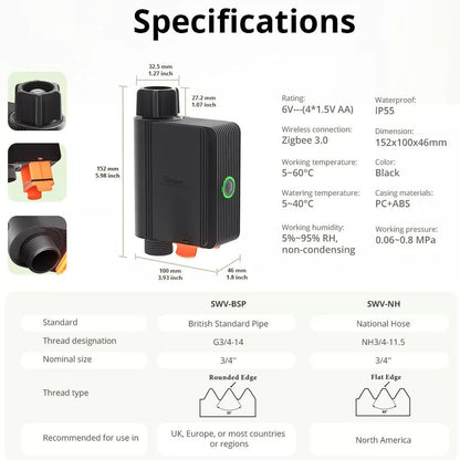Sonoff SWV-BSP Zigbee Smart Irrigation System Water Valve ZHA 2MQTT