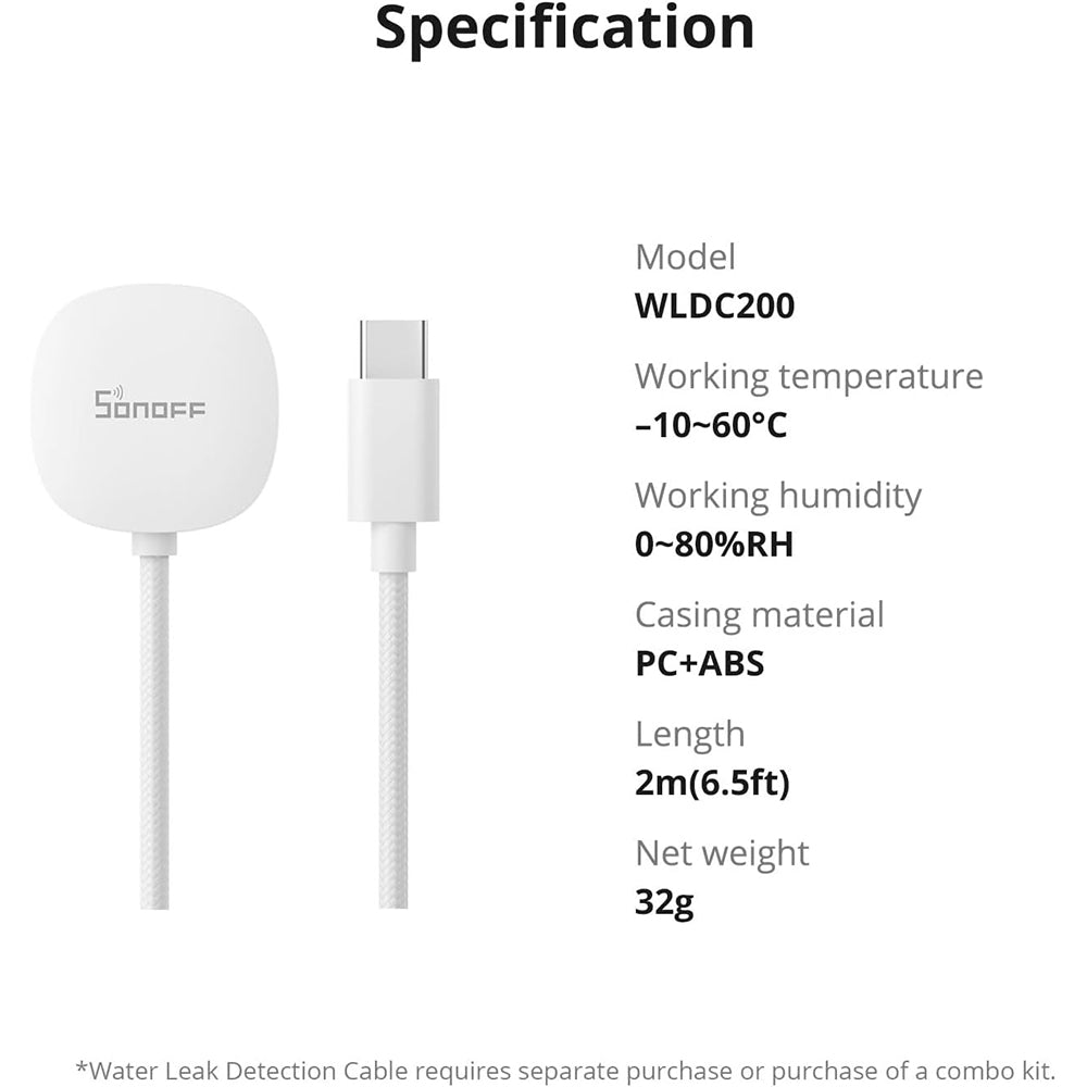 Sonoff WLDC200 Water Leak Detection Cable Addon for SNZB-05P 2m