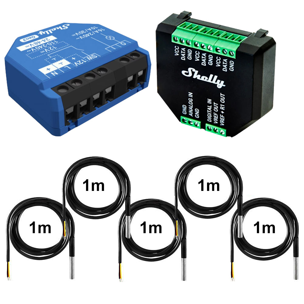 Shelly 1 One Gen3 WiFi 16A AC DC Relais opt. Plus Addon & DS18B20 Temp Sensor
