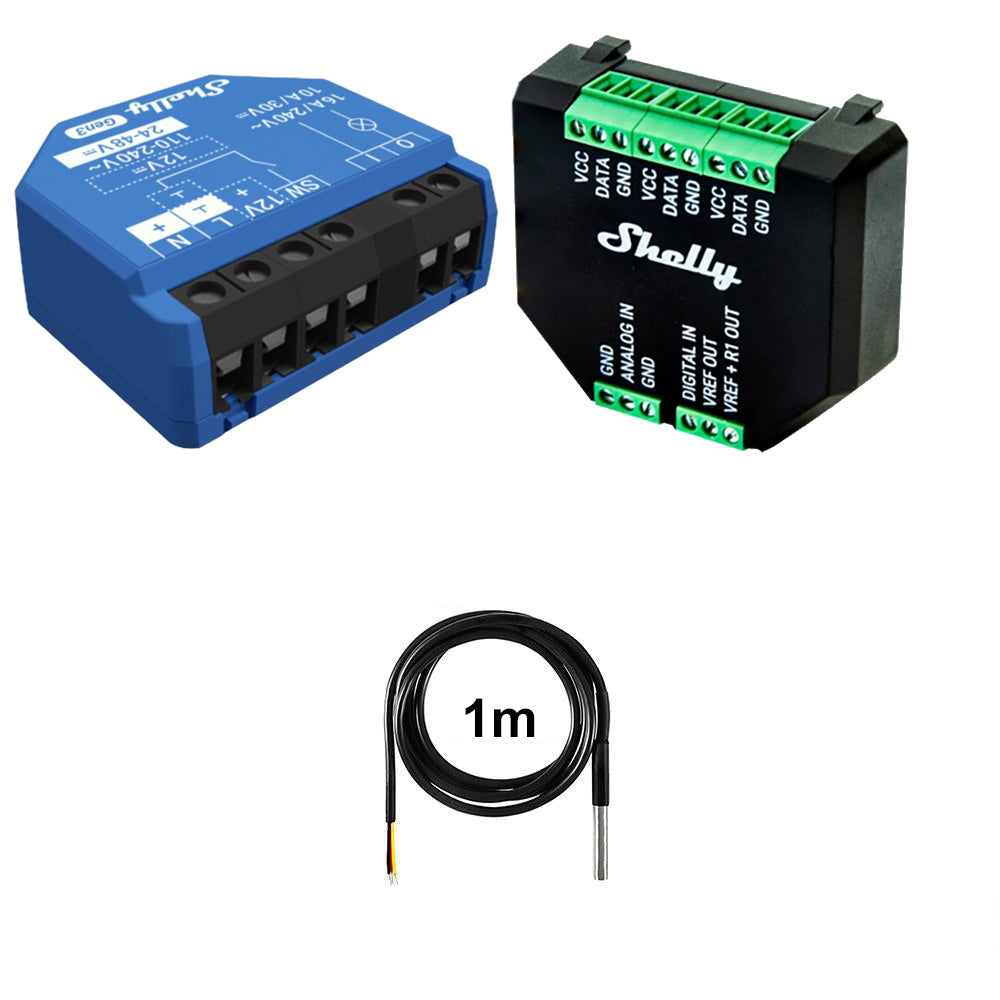 Shelly 1 One Gen3 WiFi 16A AC DC Relais opt. Plus Addon & DS18B20 Temp Sensor