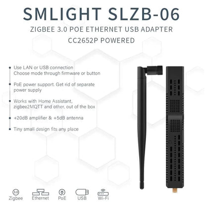 SMLIGHT SLZB-06U Zigbee LAN PoE USB Wi-Fi Adapter Zigbee2MQTT ZHA Thread CC2652P