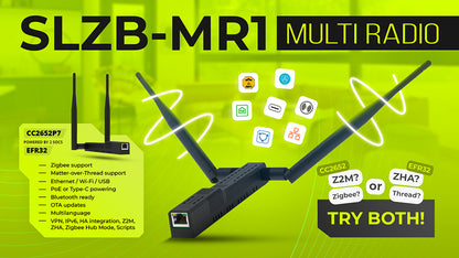 SMLIGHT SLZB-MR1 Zigbee Thread Multiradio CC2652P7 EFR32MG21 LAN PoE USB Wi-Fi