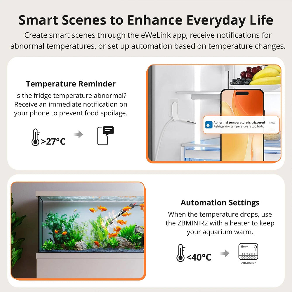 Sonoff SNZB-02LD ZIGBEE 3.0 IP65 LCD Display Thermometer with External Temperature Probe