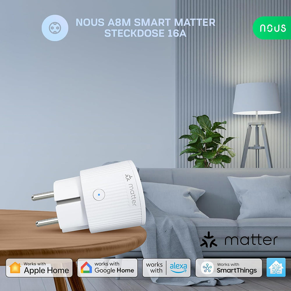 4X Nous A8M 16A 3840W Energy Monitoring Matter Smart Socket