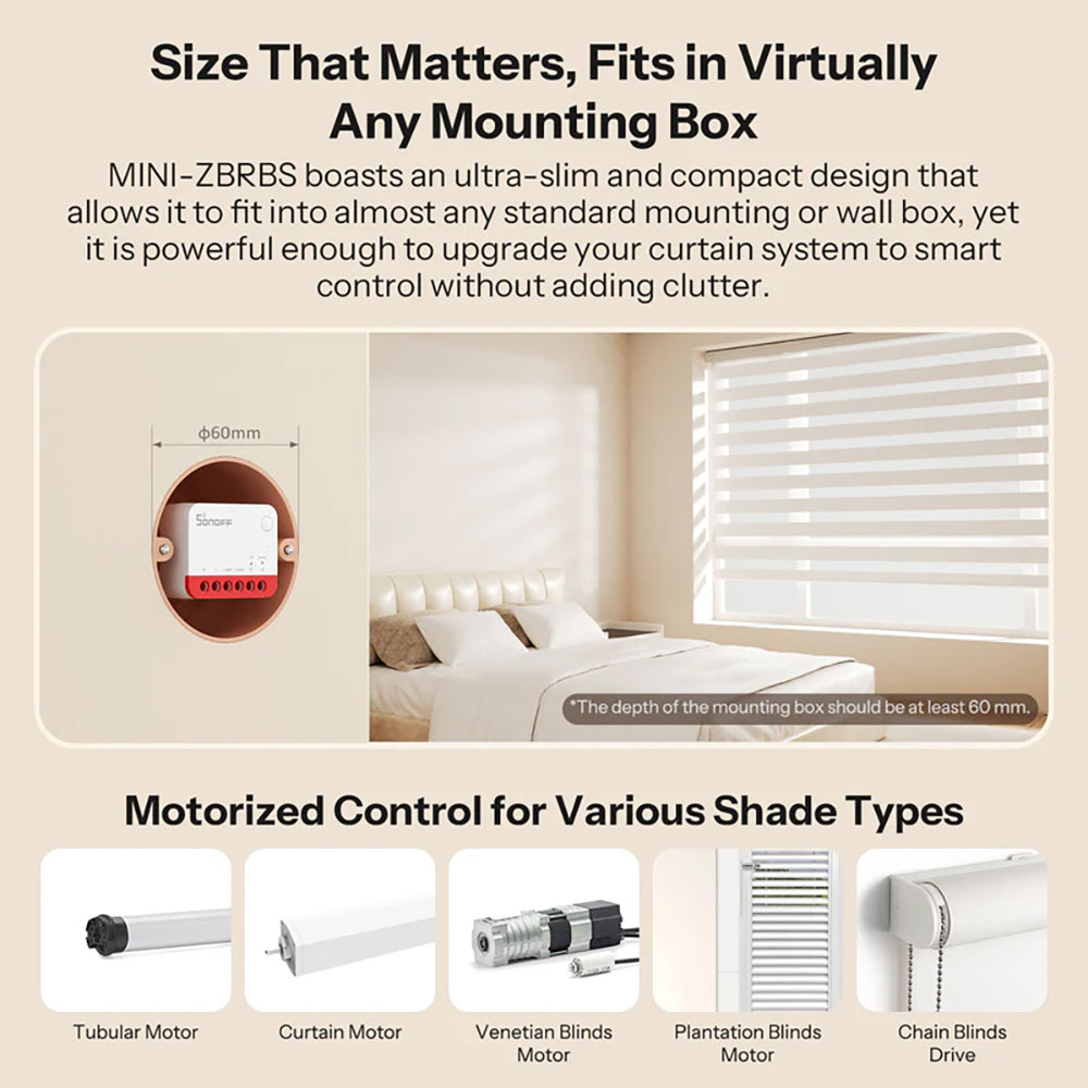 Sonoff MINI-ZBRBS Zigbee 3.0 Rollladen Vorhangmodul Roller Shutter ZHA Z2MQTT