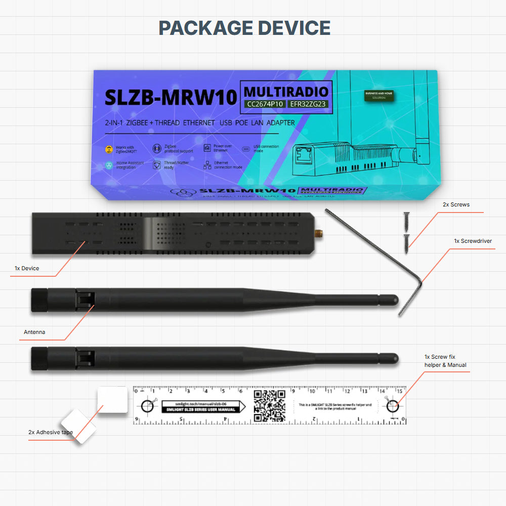 SMLIGHT SLZB-MRW10 Zigbee Thread Z-Wave Multiradio CC2674 EFR32 LAN PoE USB WiFi