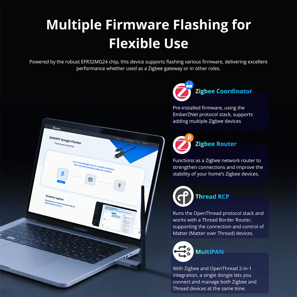 SONOFF Dongle Plus MG24 Zigbee Thread USB-Dongle Zigbee2MQTT ZHA EFR32MG24