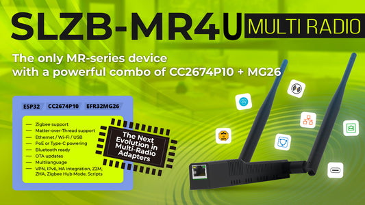 SMLIGHT SLZB-MR4U Zigbee Thread Multiradio CC2652P10 EFR32MG26 LAN PoE USB Wi-Fi