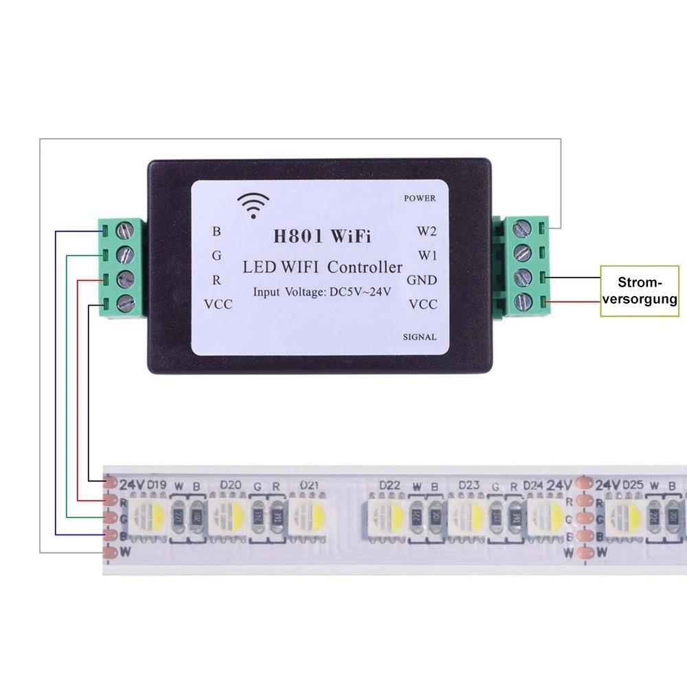 H801 ESP8266 LED WiFi RGBWW Controller für LED Stripes DC 5-24V Tasmota 14