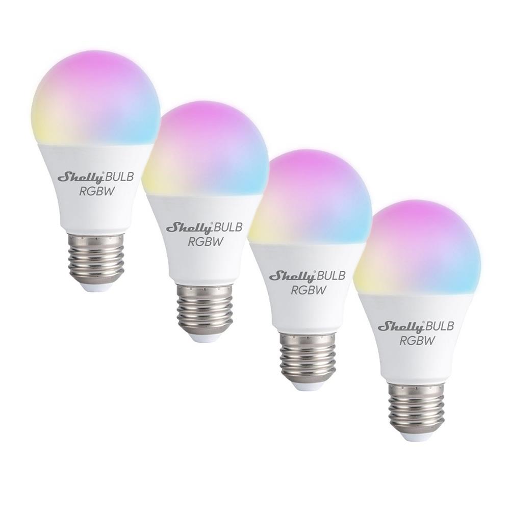 4X Shelly DUO RGBW LED WiFi Lamp 9 Watt E27 Base Color + White Tasmota